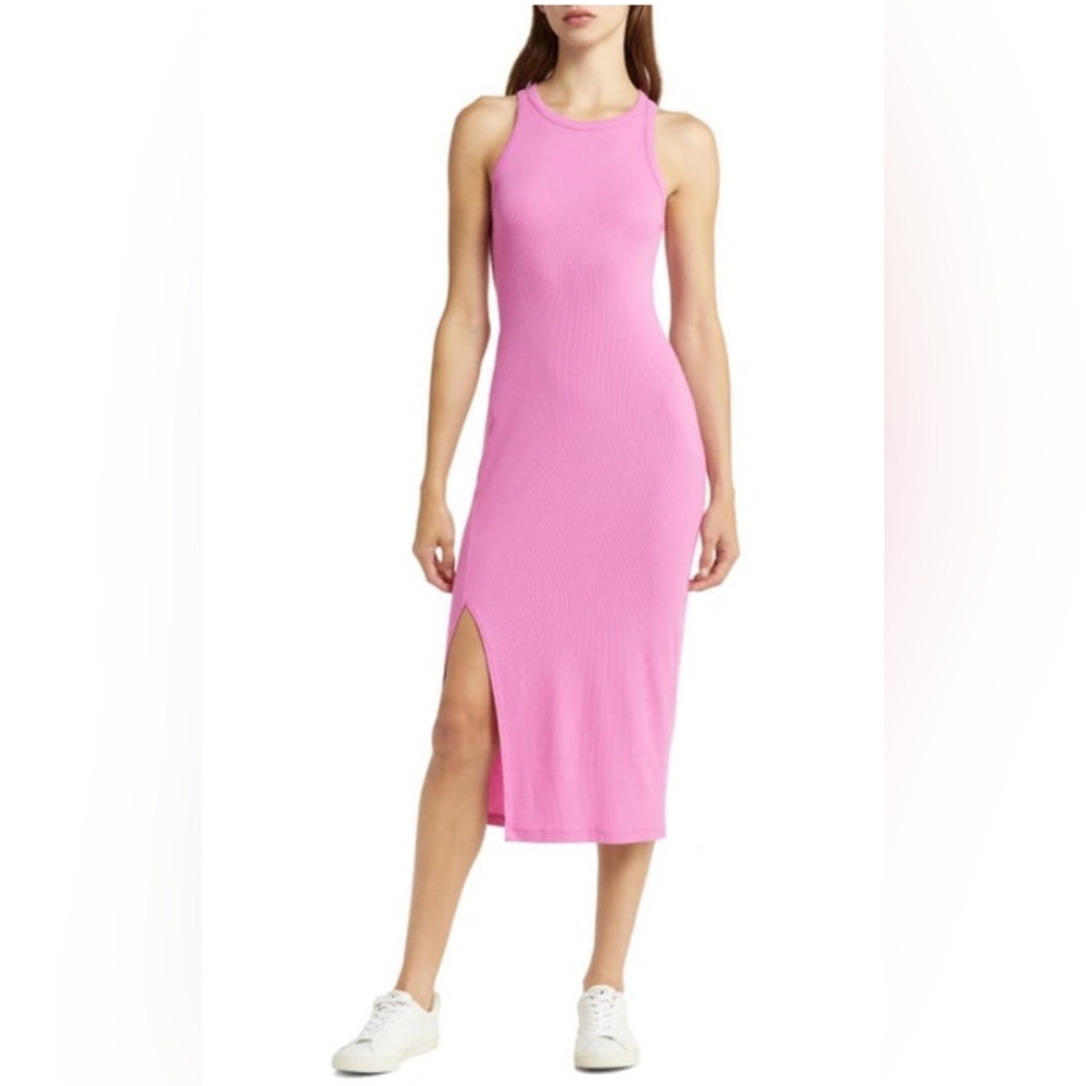 BEYOND YOGA - Ease Into It Midi Tank Dress In Hibiscus Pink